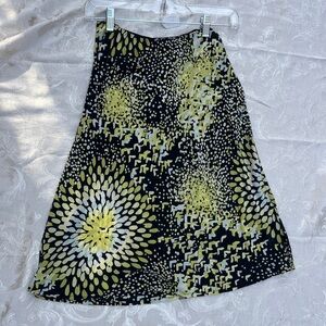 Floral Patterned Silk Midi Skirt